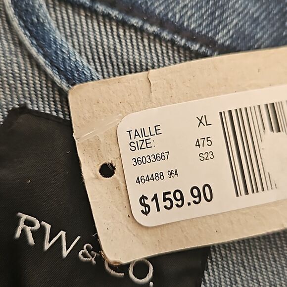 RW&CO. Men's Denim Button-Down Oversized Jean Shirt XL Dark Blue Washed - Picture 9 of 16